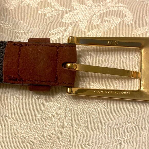 Peter Hahn Skinny Belt Nubuck Leather Suede 95cm 41 x 1 Vtg Italy Germany Brown main image 7